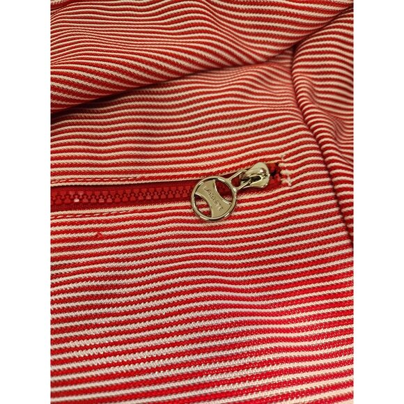 Lacoste Red And White Stripe Athletic Hobo Large Bag - Picture 3 of 7
